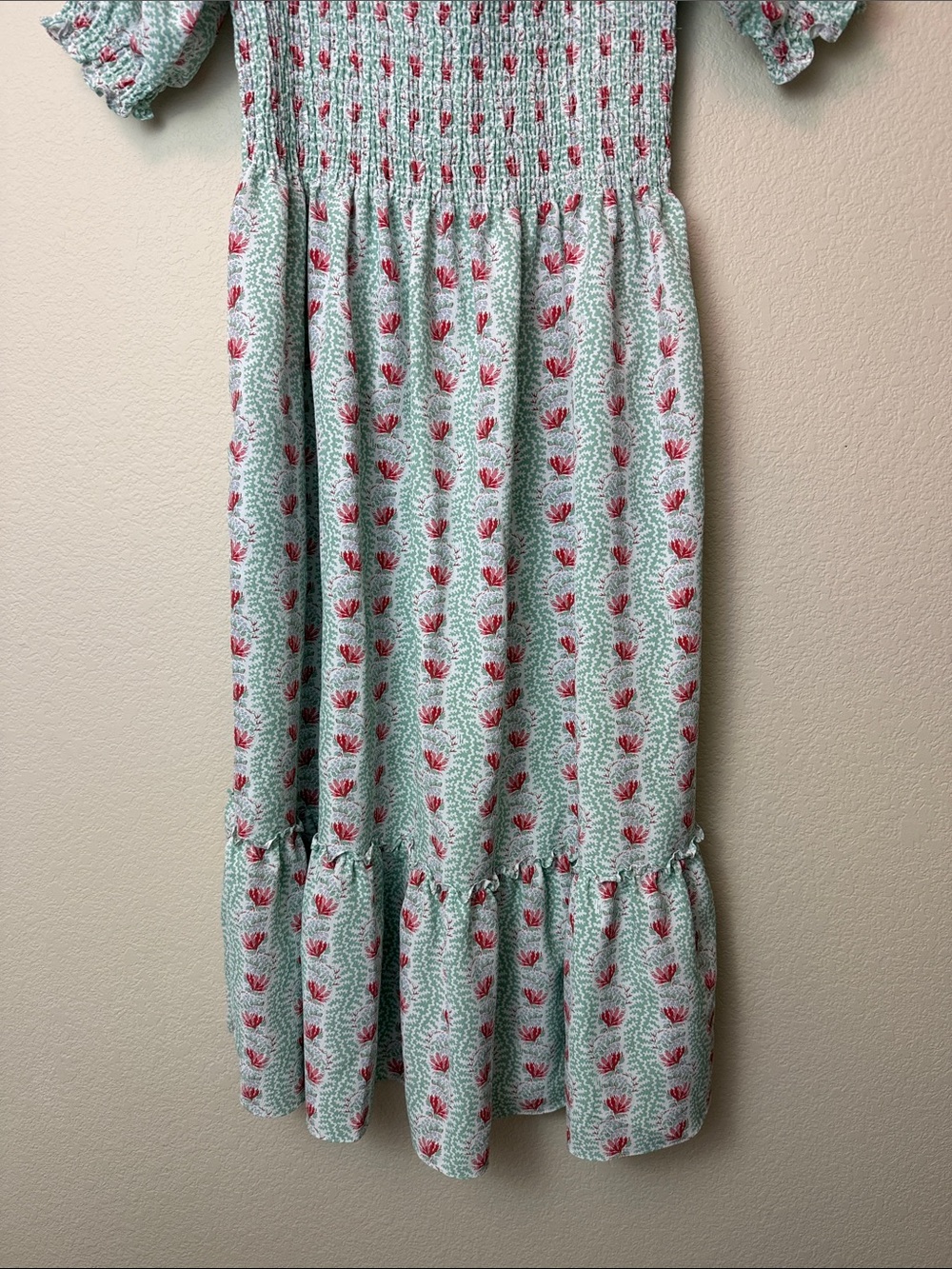 Hill House The Nap Dress Louisa Midi Dress in Light Mint and Coral Size Medium - Picture 3 of 8